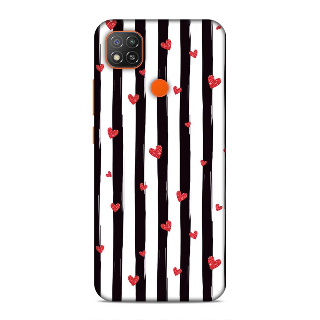 Little Hearts with Strips Hard Back Case For Xiaomi Poco C31 / Redmi 9 / 9C / 9 Active