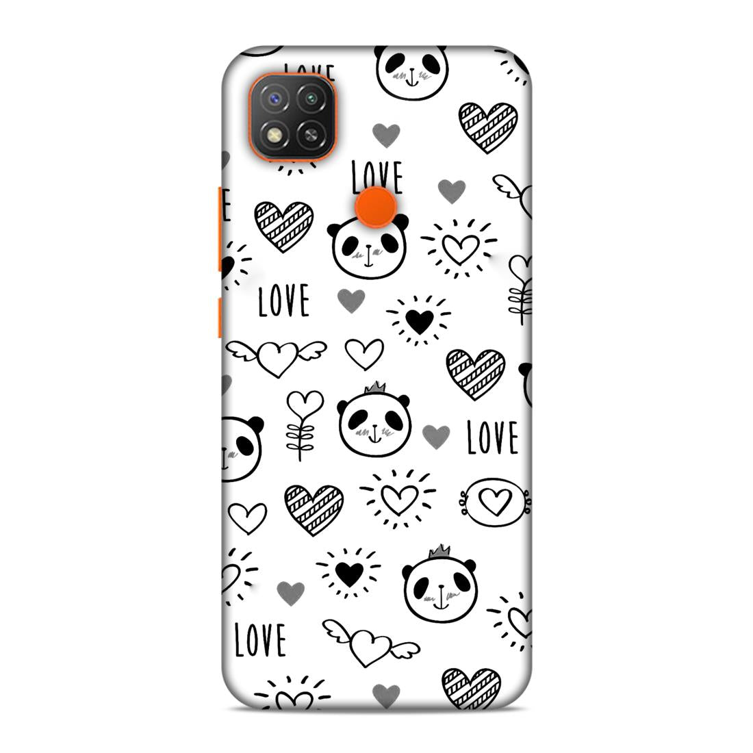 Heart Love and Panda Hard Back Case For Xiaomi Poco C31 / Redmi 9 / 9C / 9 Active