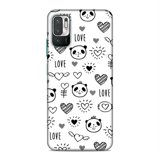 Heart Love and Panda Hard Back Case For Xiaomi Poco M3 Pro 5G / Redmi Note 10 5G / 10T 5G
