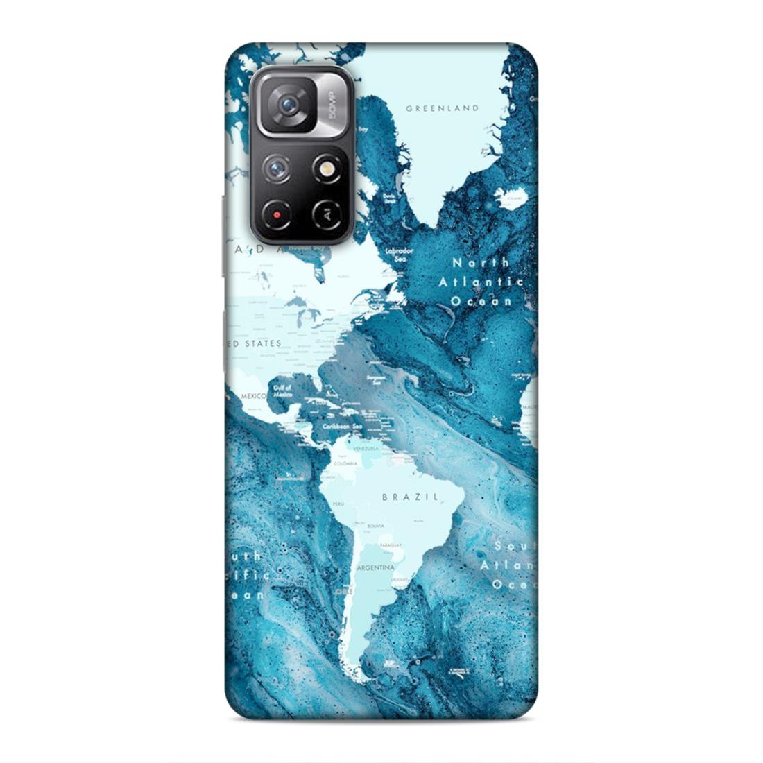 Blue Aesthetic World Map Hard Back Case For Xiaomi Poco M4 Pro 5G / Redmi Note 11T 5G
