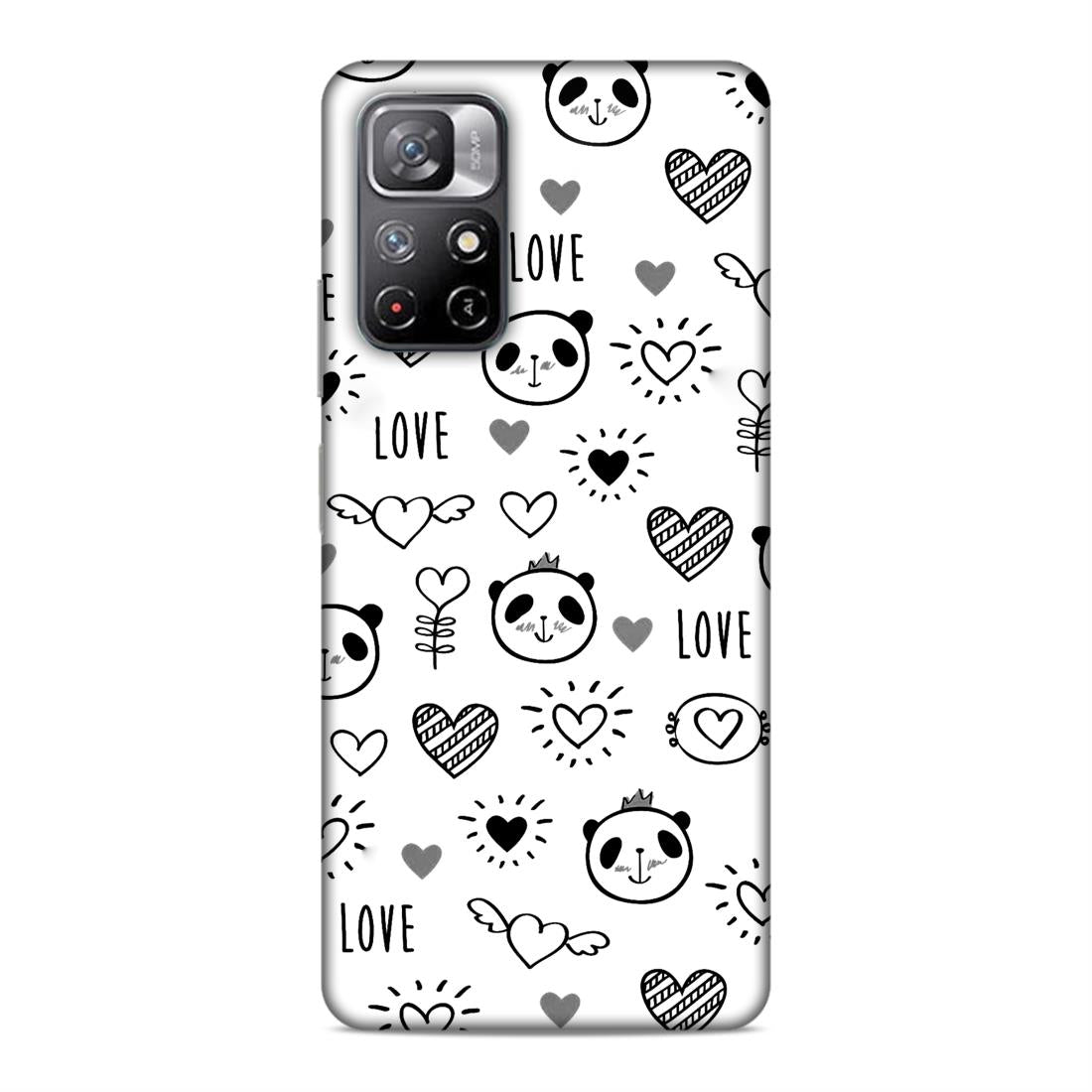 Heart Love and Panda Hard Back Case For Xiaomi Poco M4 Pro 5G / Redmi Note 11T 5G