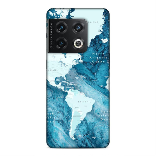 Blue Aesthetic World Map Hard Back Case For OnePlus 10 Pro