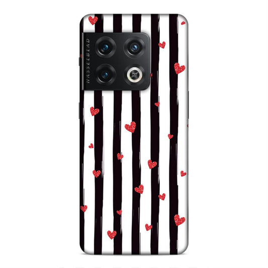 Little Hearts with Strips Hard Back Case For OnePlus 10 Pro