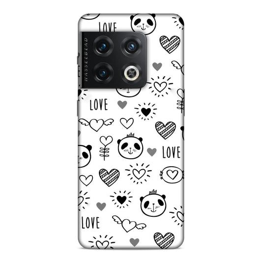 Heart Love and Panda Hard Back Case For OnePlus 10 Pro