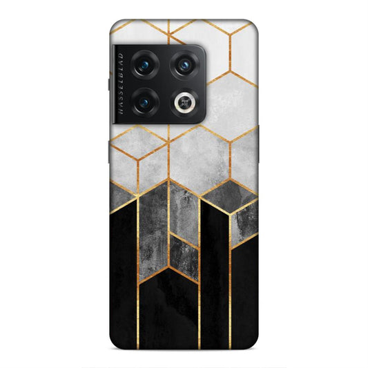 Hexagonal White Black Pattern Hard Back Case For OnePlus 10 Pro