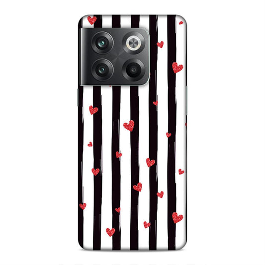Little Hearts with Strips Hard Back Case For OnePlus 10T