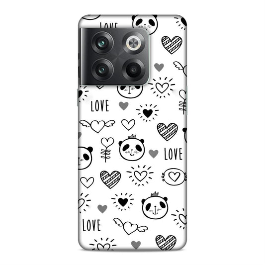 Heart Love and Panda Hard Back Case For OnePlus 10T
