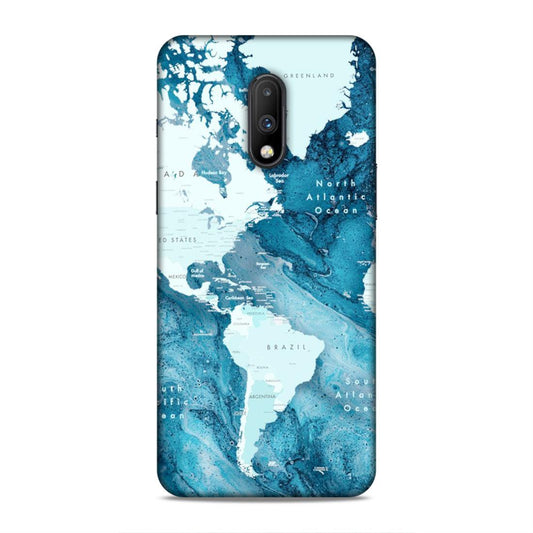 Blue Aesthetic World Map Hard Back Case For OnePlus 6T / 7