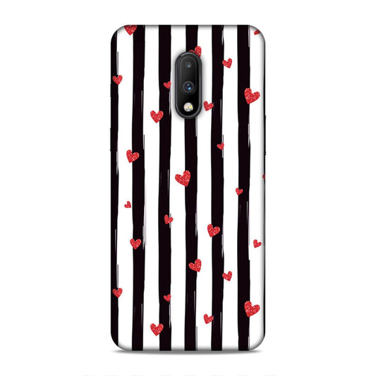 Little Hearts with Strips Hard Back Case For OnePlus 6T / 7