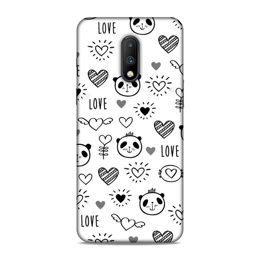 Heart Love and Panda Hard Back Case For OnePlus 6T / 7