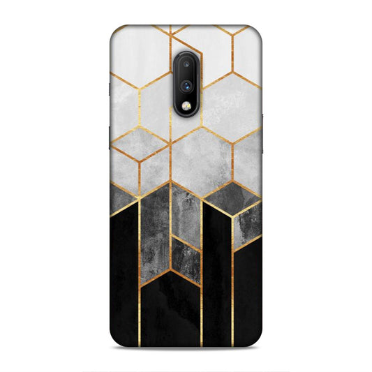 Hexagonal White Black Pattern Hard Back Case For OnePlus 6T / 7