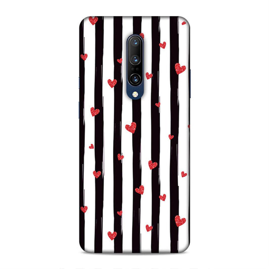 Little Hearts with Strips Hard Back Case For OnePlus 7 Pro