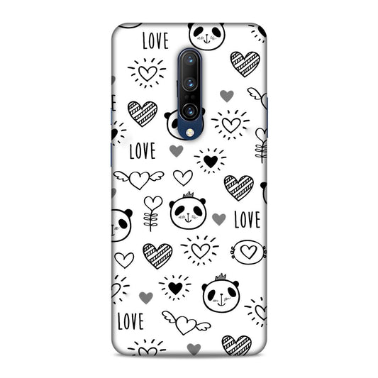 Heart Love and Panda Hard Back Case For OnePlus 7 Pro