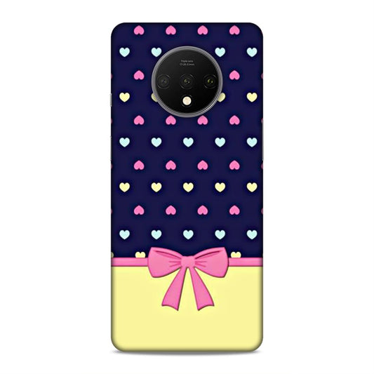Heart Pattern with Bow Hard Back Case For OnePlus 7T