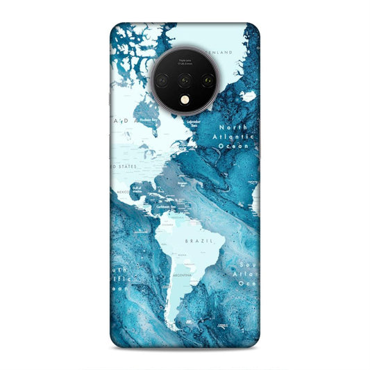 Blue Aesthetic World Map Hard Back Case For OnePlus 7T