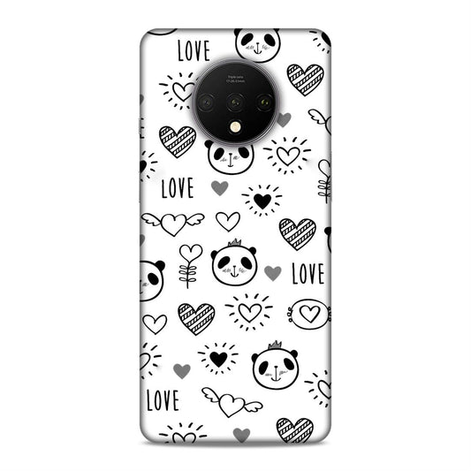 Heart Love and Panda Hard Back Case For OnePlus 7T