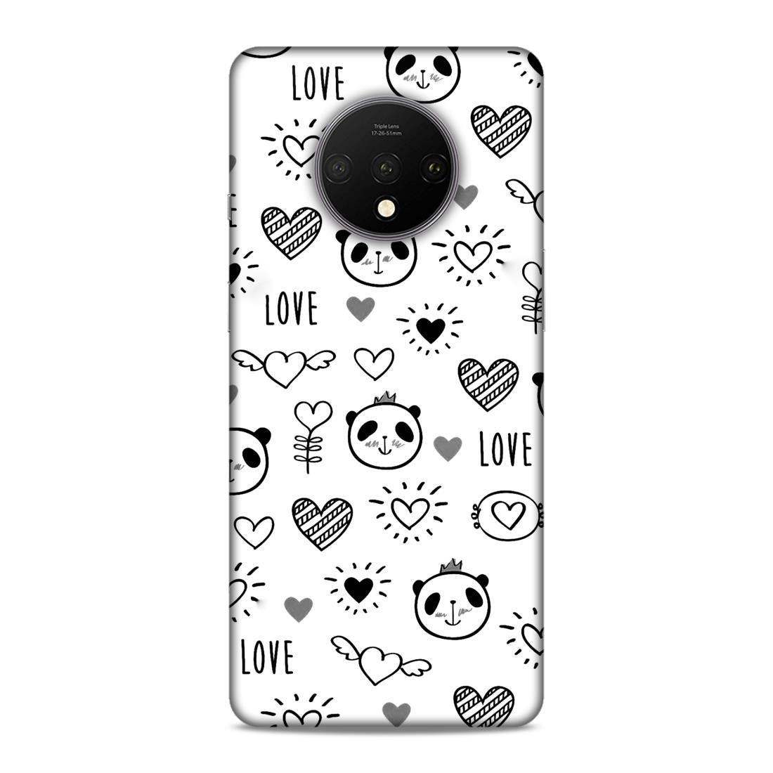 Heart Love and Panda Hard Back Case For OnePlus 7T