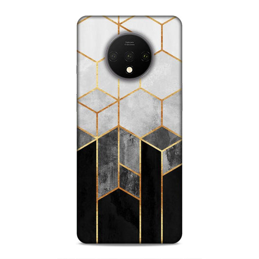 Hexagonal White Black Pattern Hard Back Case For OnePlus 7T