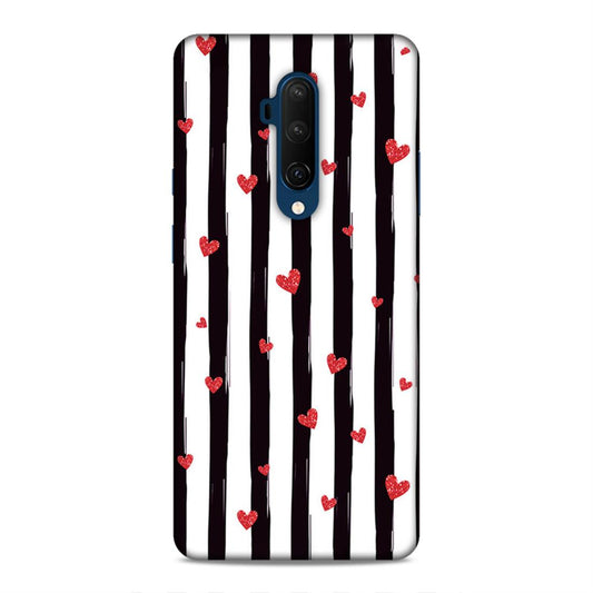 Little Hearts with Strips Hard Back Case For OnePlus 7T Pro