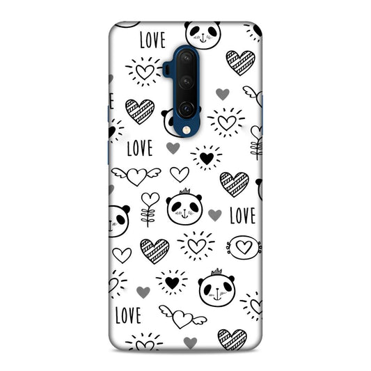 Heart Love and Panda Hard Back Case For OnePlus 7T Pro