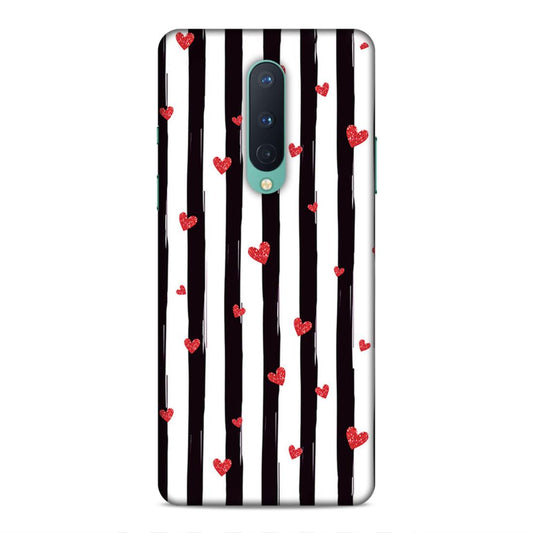 Little Hearts with Strips Hard Back Case For OnePlus 8