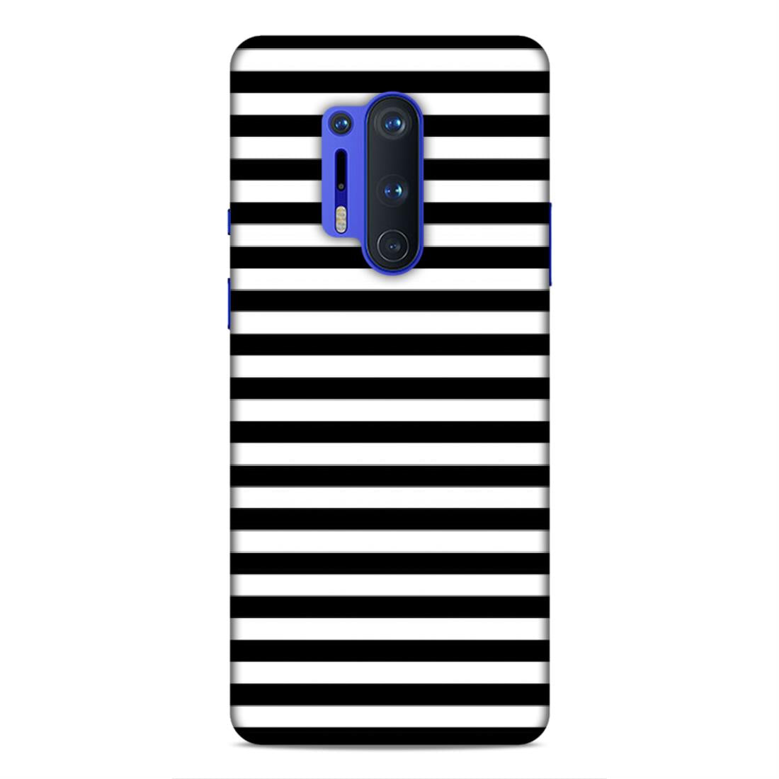 Black and White Line Hard Back Case For OnePlus 8 Pro