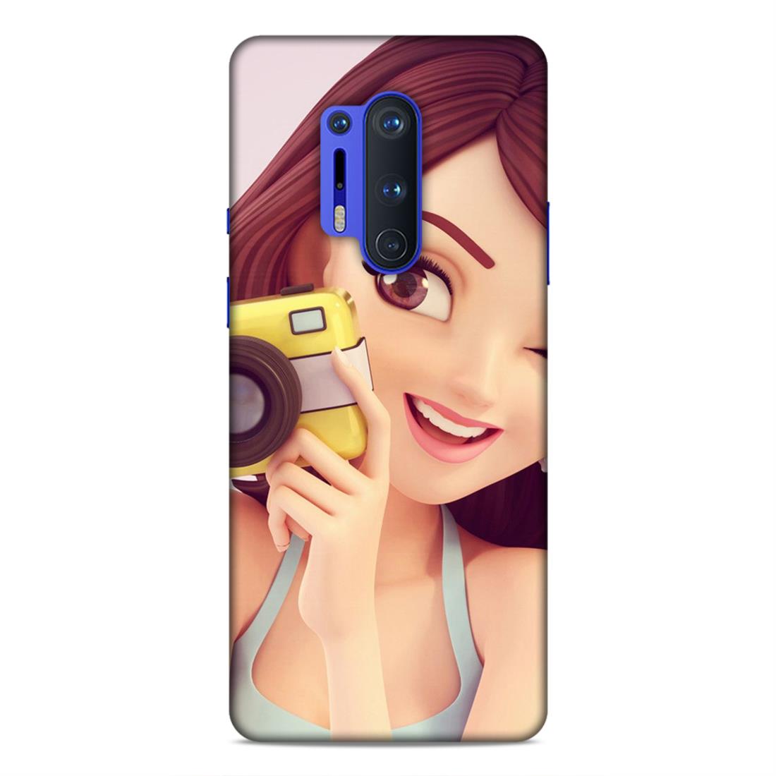 Selfi Click Girl Hard Back Case For OnePlus 8 Pro