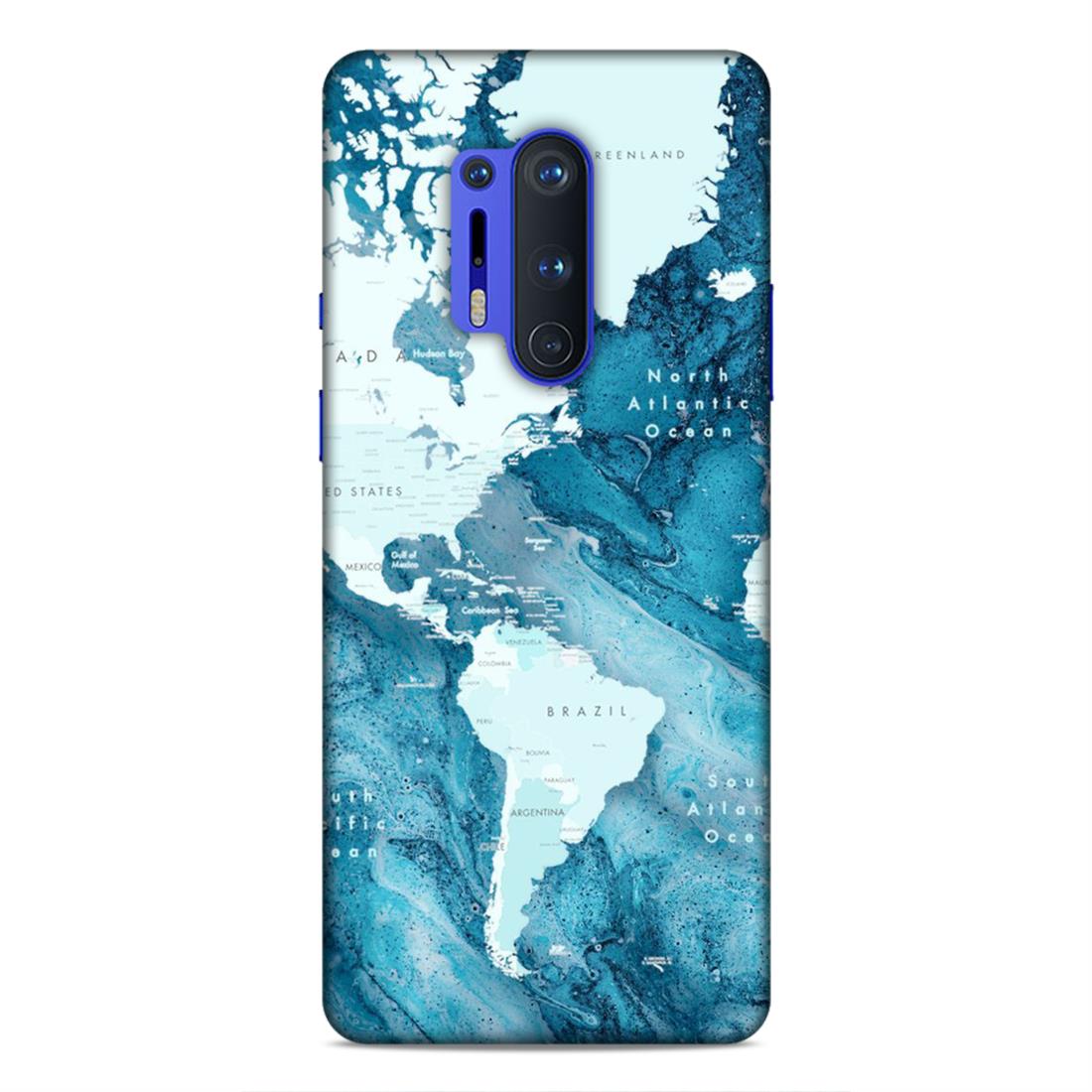 Blue Aesthetic World Map Hard Back Case For OnePlus 8 Pro