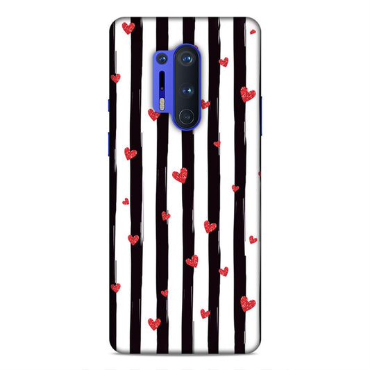 Little Hearts with Strips Hard Back Case For OnePlus 8 Pro