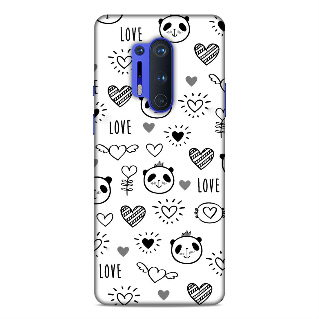 Heart Love and Panda Hard Back Case For OnePlus 8 Pro