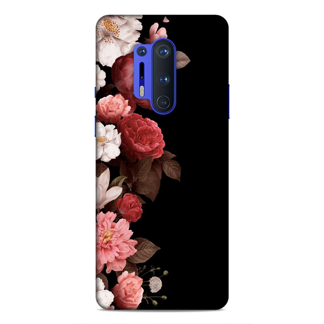 Floral in Black Hard Back Case For OnePlus 8 Pro