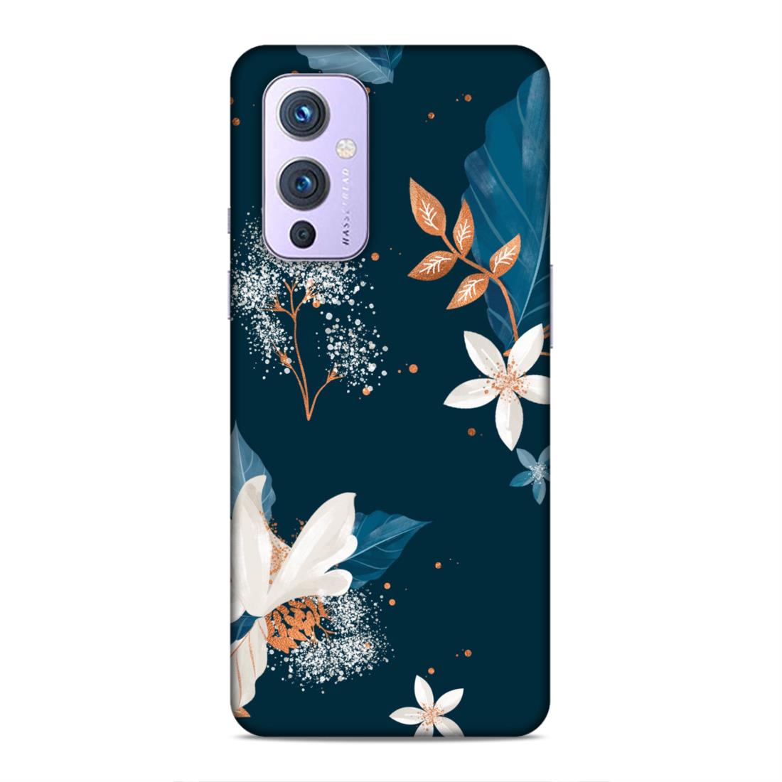 Blue Floral Hard Back Case For OnePlus 9