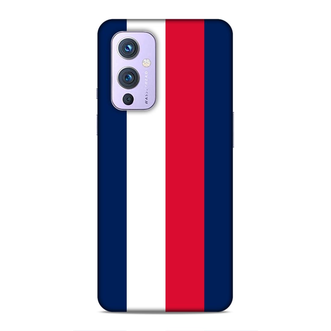 Blue White Red Pattern Hard Back Case For OnePlus 9