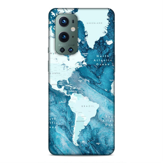 Blue Aesthetic World Map Hard Back Case For OnePlus 9 Pro