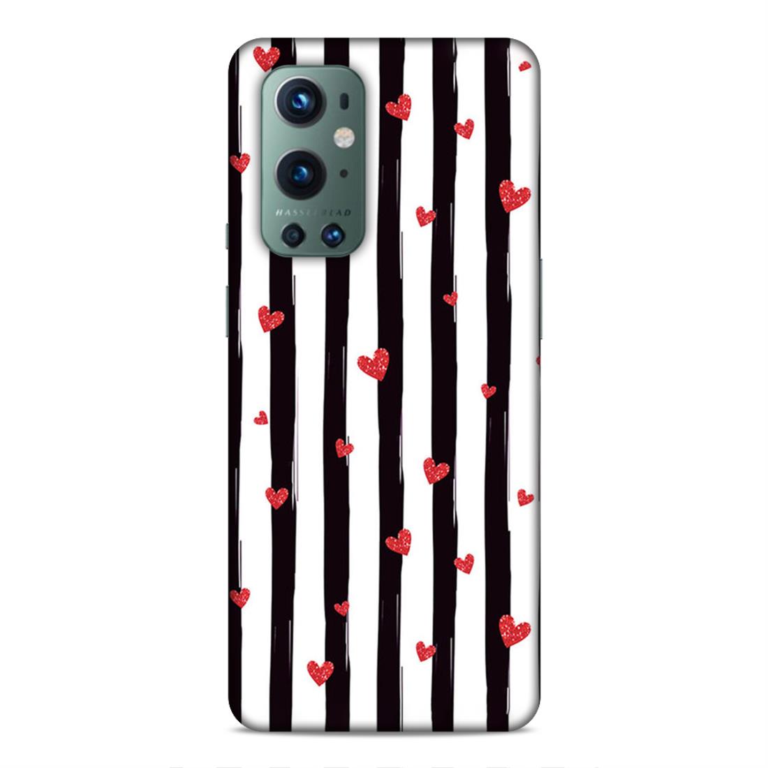 Little Hearts with Strips Hard Back Case For OnePlus 9 Pro