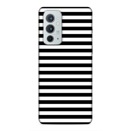 Black and White Line Hard Back Case For OnePlus 9 RT 5G