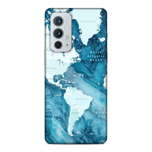 Blue Aesthetic World Map Hard Back Case For OnePlus 9 RT 5G