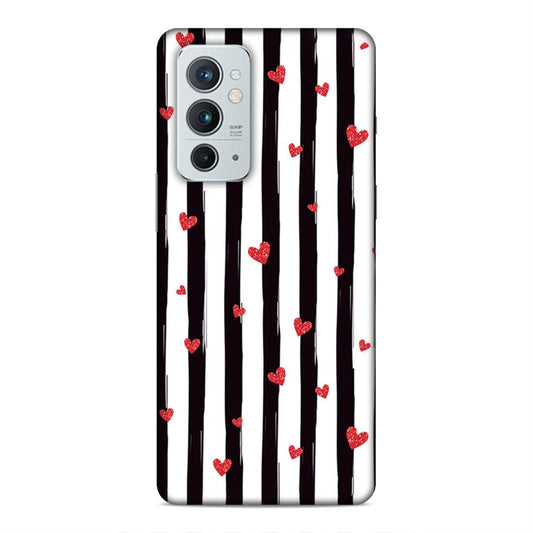 Little Hearts with Strips Hard Back Case For OnePlus 9 RT 5G