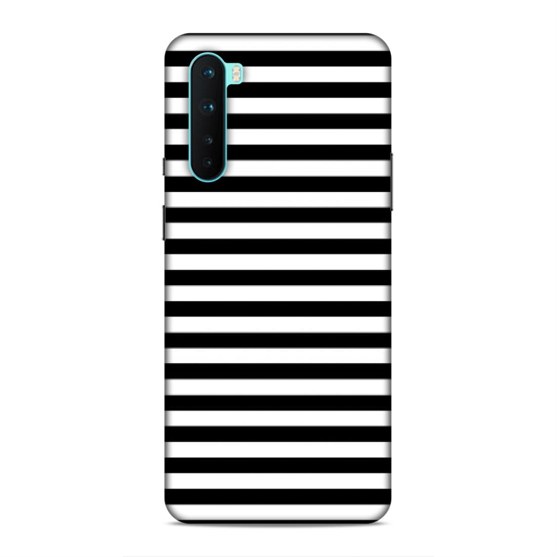 Black and White Line Hard Back Case For OnePlus Nord