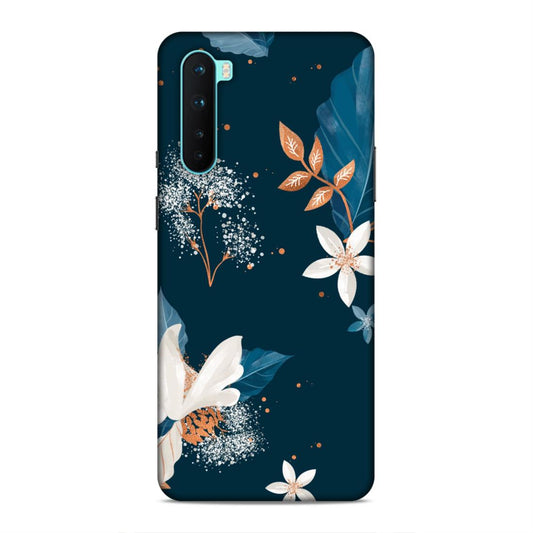 Blue Floral Hard Back Case For OnePlus Nord