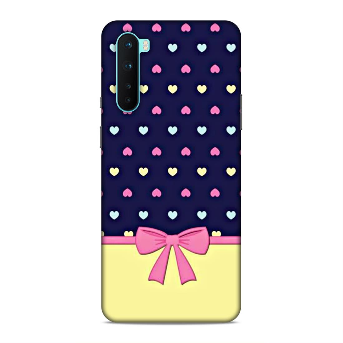 Heart Pattern with Bow Hard Back Case For OnePlus Nord