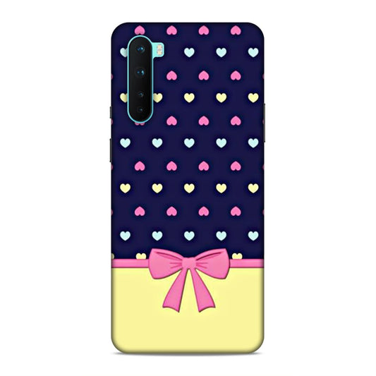 Heart Pattern with Bow Hard Back Case For OnePlus Nord