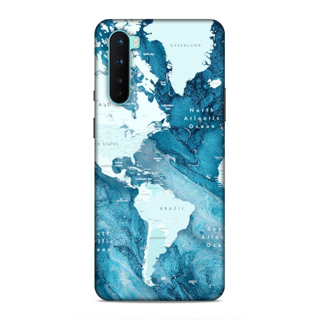 Blue Aesthetic World Map Hard Back Case For OnePlus Nord