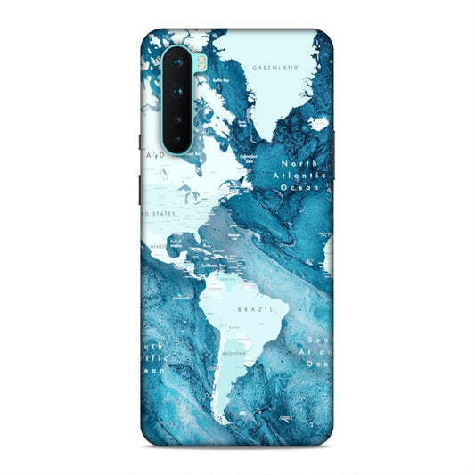 Blue Aesthetic World Map Hard Back Case For OnePlus Nord