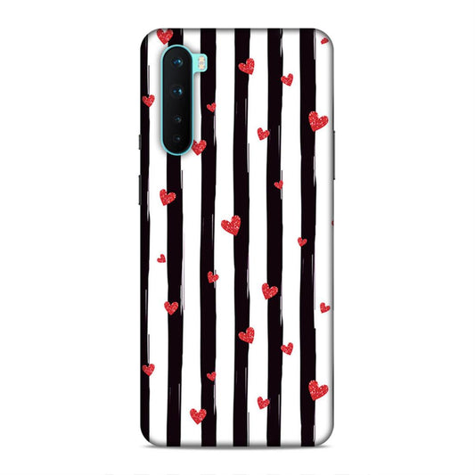 Little Hearts with Strips Hard Back Case For OnePlus Nord