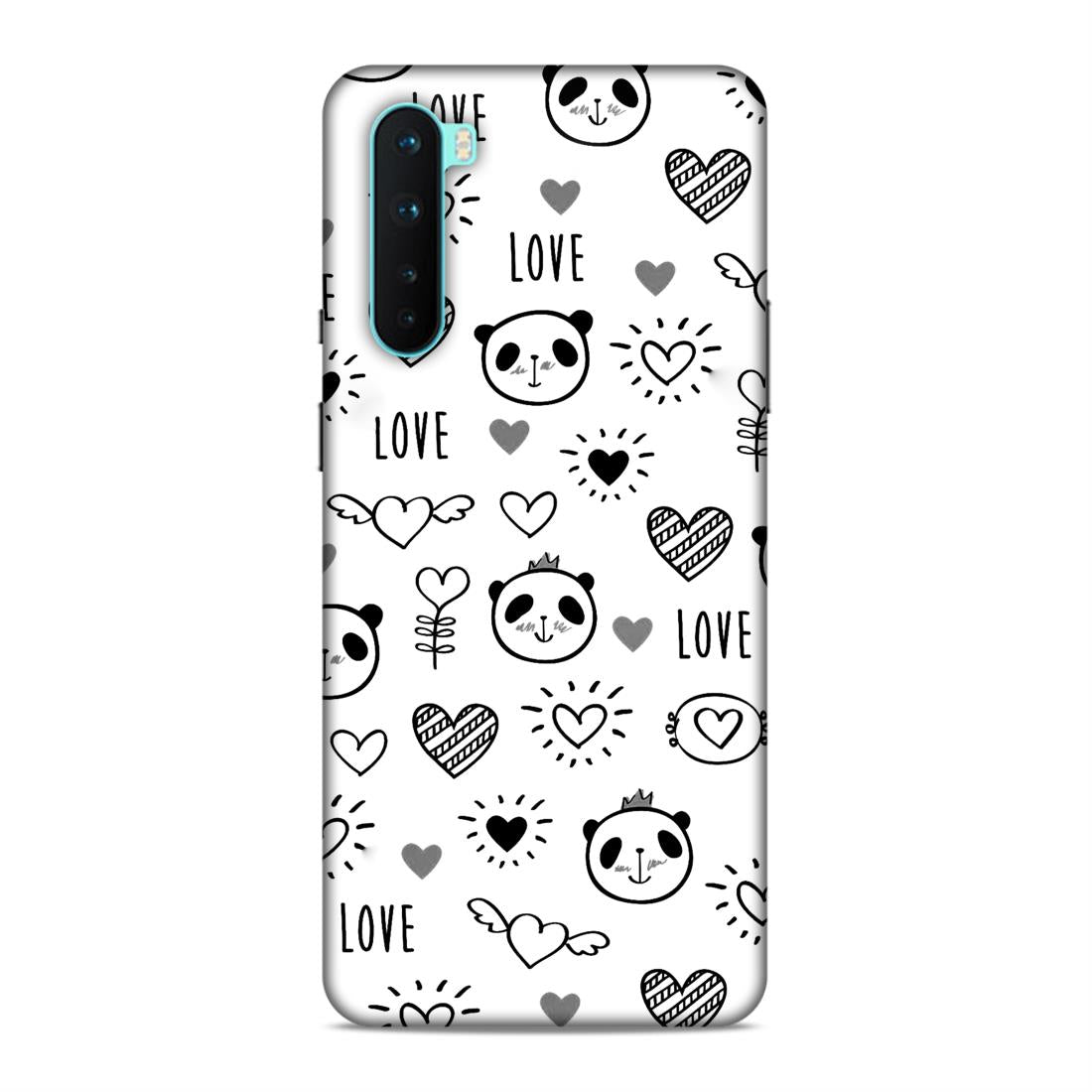 Heart Love and Panda Hard Back Case For OnePlus Nord