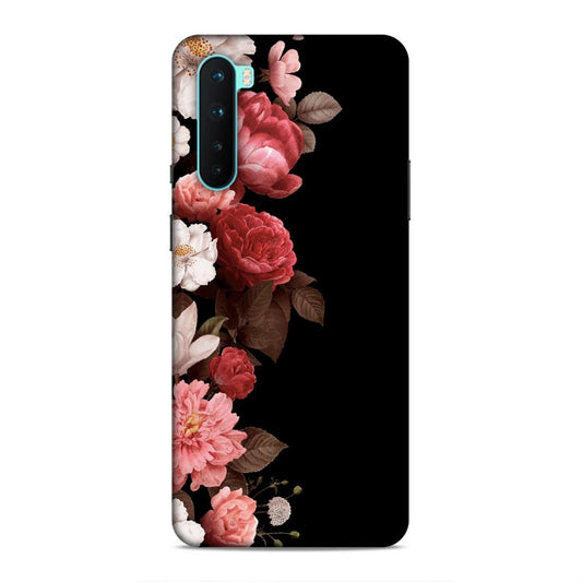Floral in Black Hard Back Case For OnePlus Nord