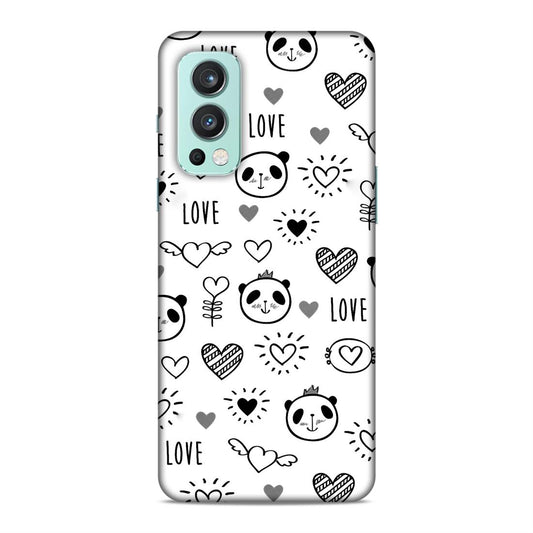 Heart Love and Panda Hard Back Case For OnePlus Nord 2 5G