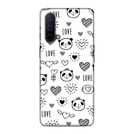 Heart Love and Panda Hard Back Case For OnePlus Nord CE 5G