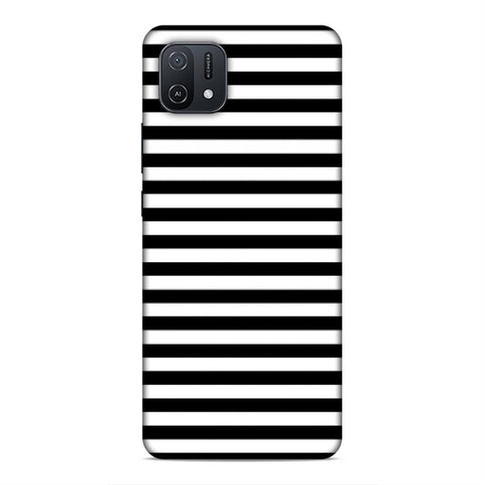 Black and White Line Hard Back Case For Oppo A16e / A16k